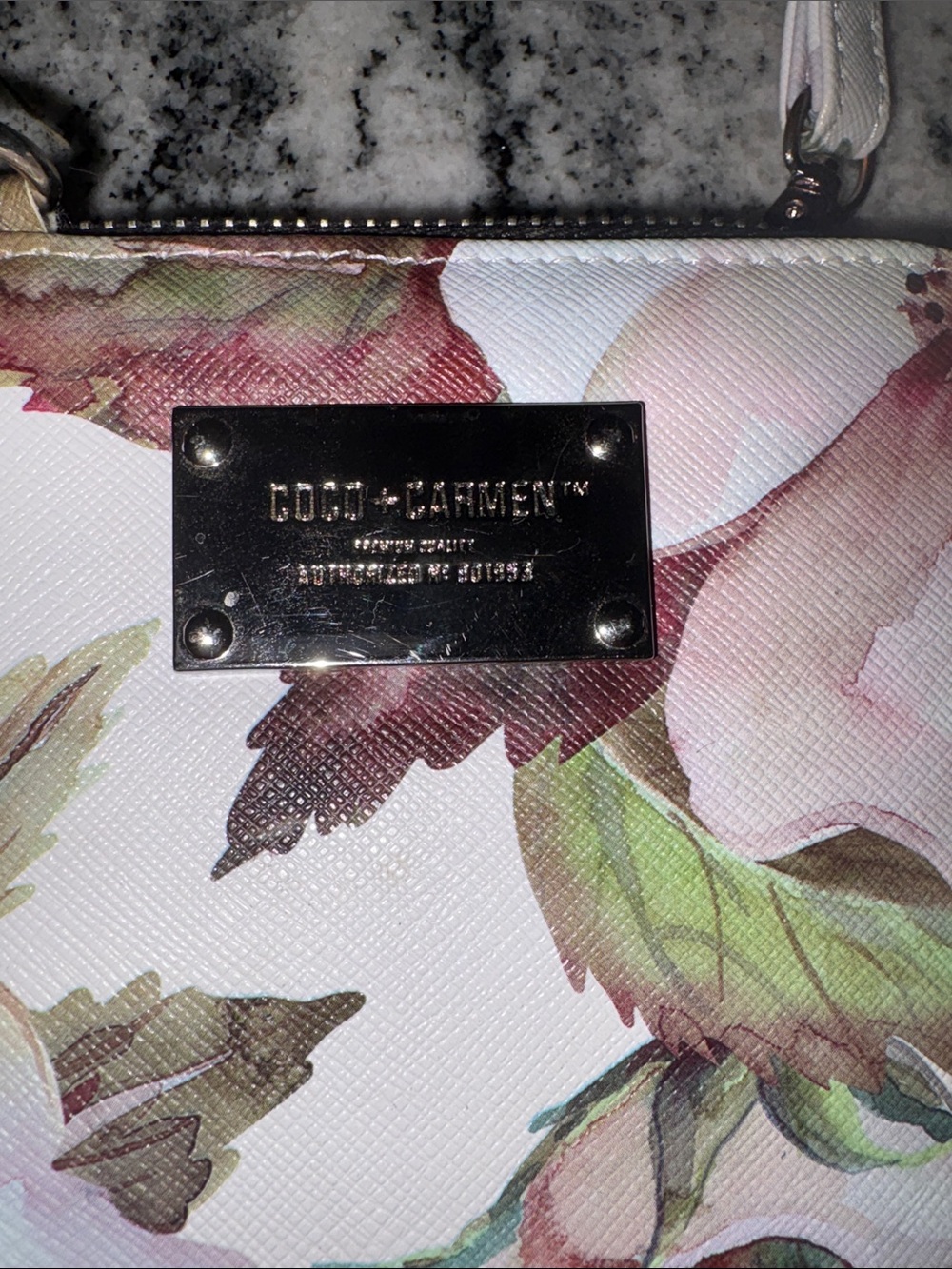 Coco + Carmen White Floral Crossbody with Green Leaves - Picture 4 of 7